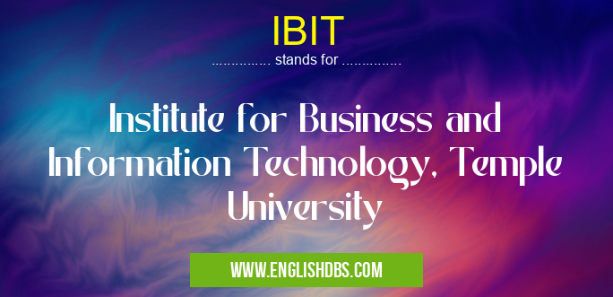 IBIT means Institute for Business and Information Technology, Temple University IBIT