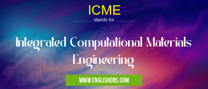 ICME means Integrated Computational Materials Engineering ICME