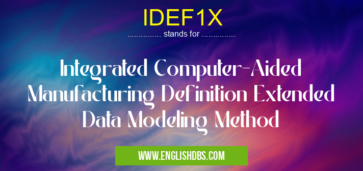 IDEF1X means Integrated Computer-Aided Manufacturing Definition Extended Data Modeling Method IDEF1X