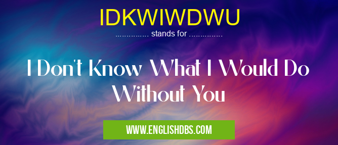 IDKWIWDWU means I Don't Know What I Would Do Without You IDKWIWDWU