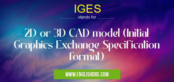 IGES means 2D or 3D CAD model (Initial Graphics Exchange Specification format) IGES