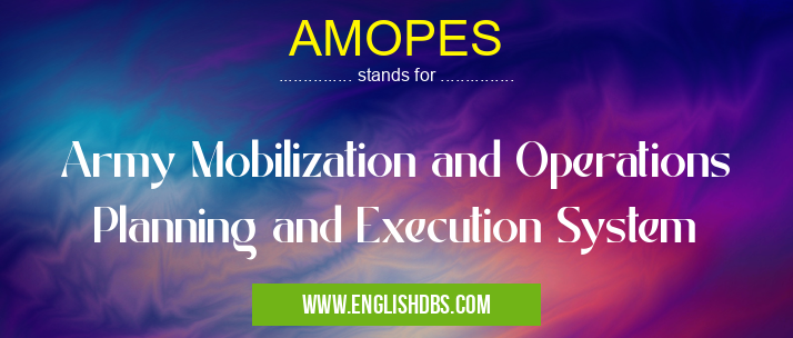 AMOPES means Army Mobilization and Operations Planning and Execution System AMOPES