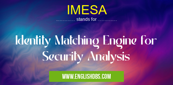 IMESA means Identity Matching Engine for Security Analysis IMESA