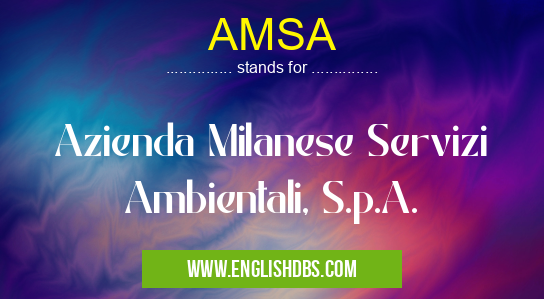 AMSA means Azienda Milanese Servizi Ambientali, S.p.A. AMSA