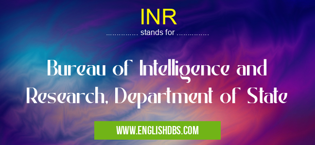 INR means Bureau of Intelligence and Research, Department of State INR