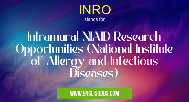 INRO means Intramural NIAID Research Opportunities (National Institute of Allergy and Infectious Diseases) INRO