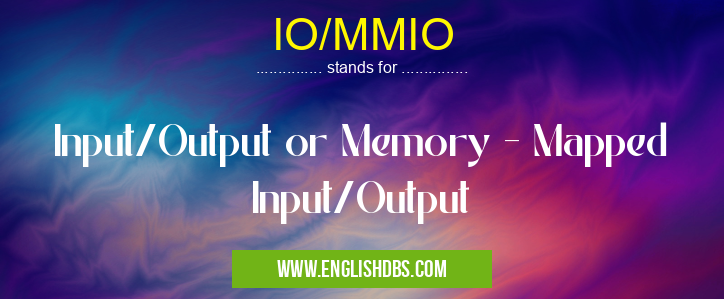 IO/MMIO means Input/Output or Memory - Mapped Input/Output IO/MMIO