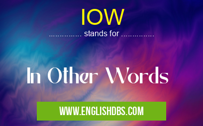 IOW means In Other Words IOW
