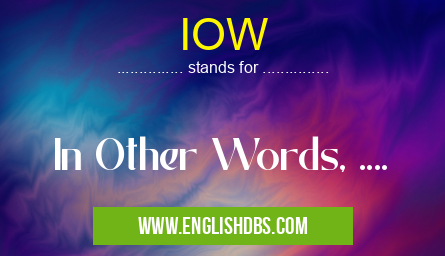 IOW means In Other Words, .... IOW