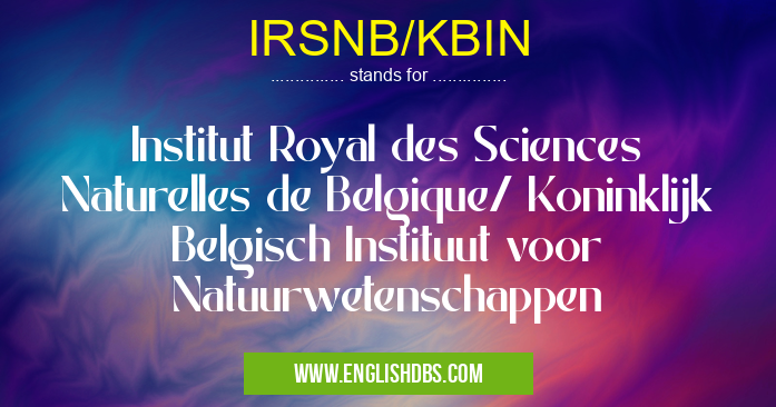 IRSNB/KBIN means Institut Royal des Sciences Naturelles de Belgique/ Koninklijk Belgisch Instituut voor Natuurwetenschappen IRSNB/KBIN