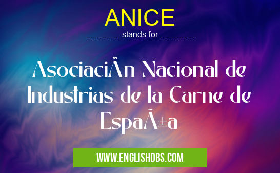 ANICE means Asociación Nacional de Industrias de la Carne de España ANICE
