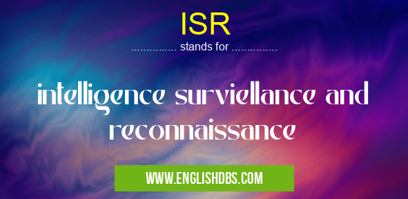 ISR means intelligence surviellance and reconnaissance ISR