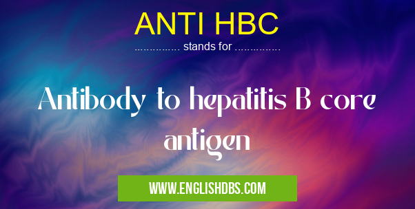 ANTI HBC means Antibody to hepatitis B core antigen ANTI HBC