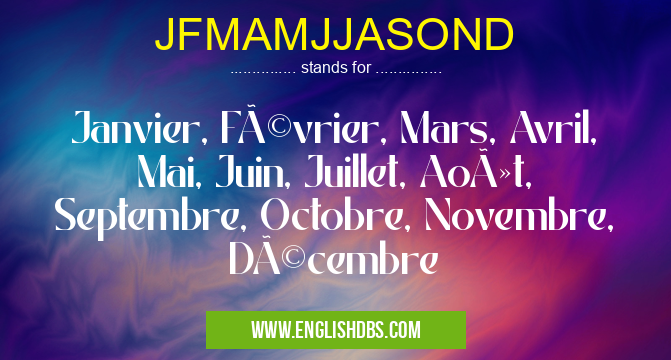 JFMAMJJASOND means Janvier, Février, Mars, Avril, Mai, Juin, Juillet, Août, Septembre, Octobre, Novembre, Décembre JFMAMJJASOND