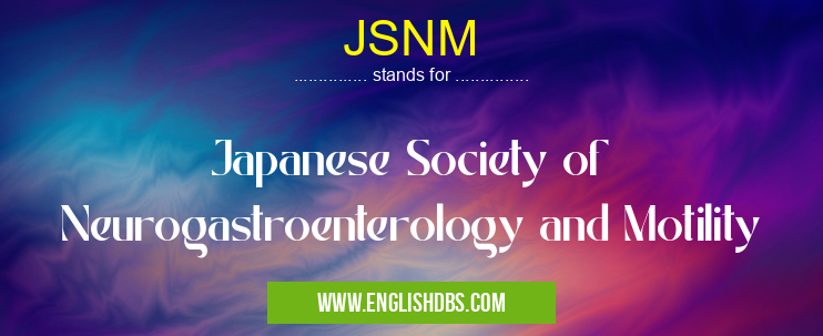 JSNM means Japanese Society of Neurogastroenterology and Motility JSNM