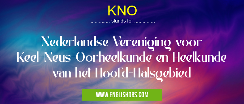 KNO means Nederlandse Vereniging voor Keel-Neus-Oorheelkunde en Heelkunde van het Hoofd-Halsgebied KNO