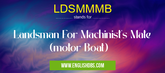 LDSMMMB means Landsman For Machinist's Mate (motor Boat) LDSMMMB