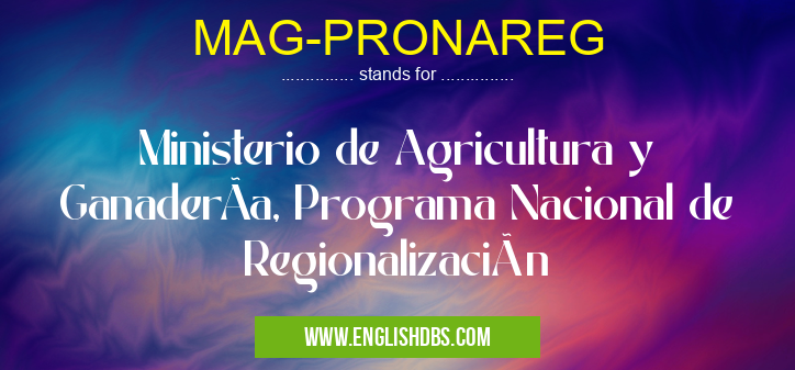 MAG-PRONAREG means Ministerio de Agricultura y GanaderÃa, Programa Nacional de Regionalización MAG-PRONAREG