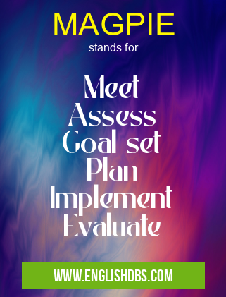 MAGPIE means Meet
Assess
Goal set
Plan
Implement
Evaluate MAGPIE