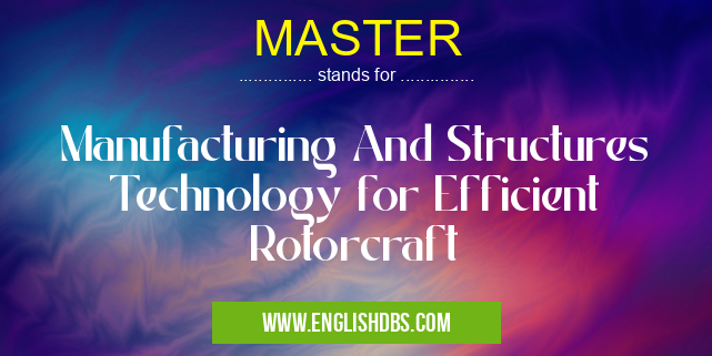 MASTER means Manufacturing And Structures Technology for Efficient Rotorcraft MASTER
