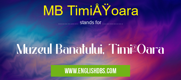 MB TimiÅŸoara means Muzeul Banatului, TimişOara MB TimiÅŸoara