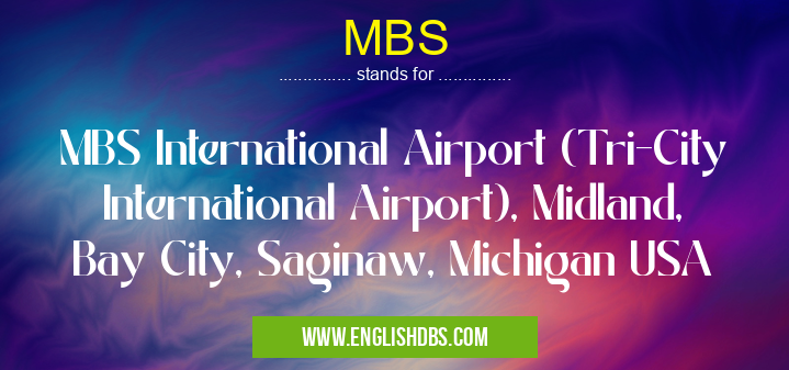 MBS means MBS International Airport (Tri-City International Airport), Midland, Bay City, Saginaw, Michigan USA MBS