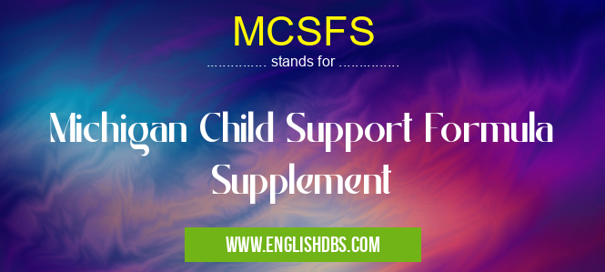 MCSFS means Michigan Child Support Formula Supplement MCSFS