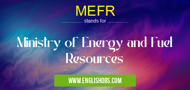 MEFR means Ministry of Energy and Fuel Resources MEFR