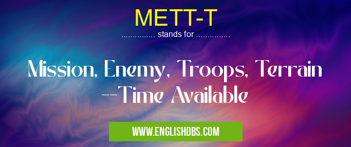 METT-T means Mission, Enemy, Troops, Terrain --Time Available METT-T