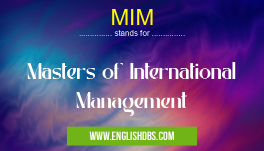 MIM means Masters of International Management MIM