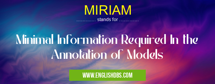 MIRIAM means Minimal Information Required In the Annotation of Models MIRIAM