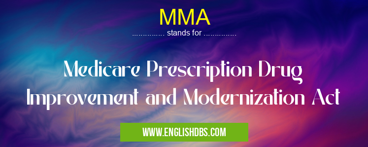 MMA means Medicare Prescription Drug Improvement and Modernization Act MMA