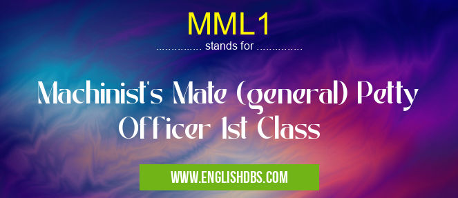 MML1 means Machinist's Mate (general) Petty Officer 1st Class MML1