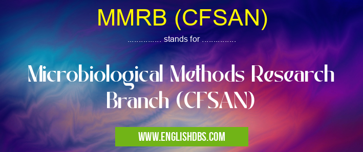 MMRB (CFSAN) means Microbiological Methods Research Branch (CFSAN) MMRB (CFSAN)