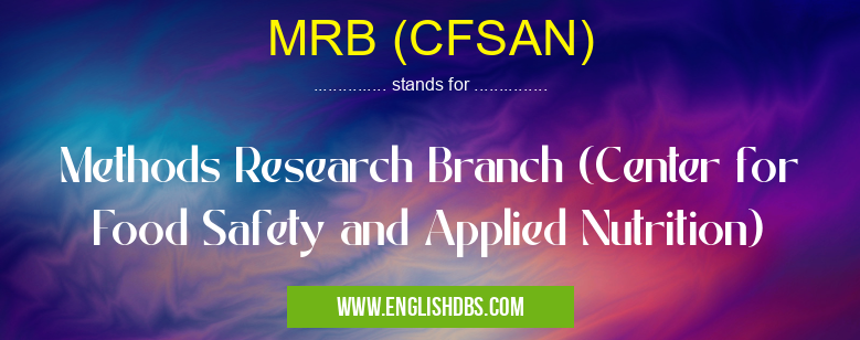 MRB (CFSAN) means Methods Research Branch (Center for Food Safety and Applied Nutrition) MRB (CFSAN)