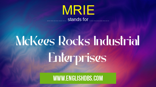 MRIE means McKees Rocks Industrial Enterprises MRIE
