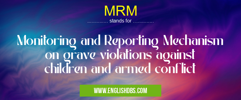 MRM means Monitoring and Reporting Mechanism on grave violations against children and armed conflict MRM