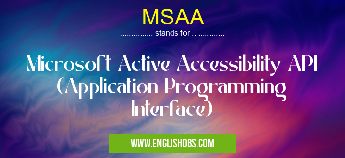 MSAA means Microsoft Active Accessibility API (Application Programming Interface) MSAA