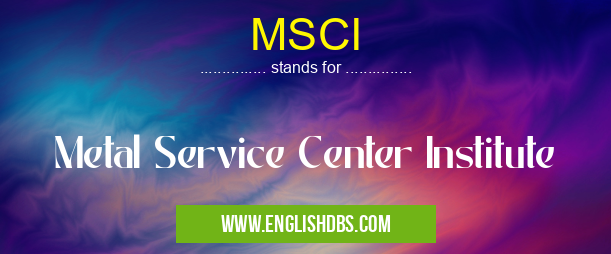 MSCI means Metal Service Center Institute MSCI