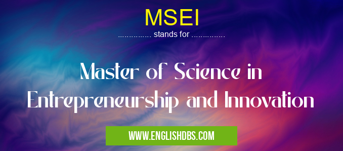 MSEI means Master of Science in Entrepreneurship and Innovation MSEI