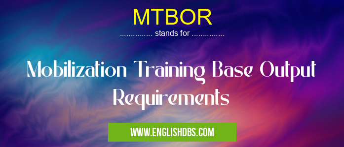 MTBOR means Mobilization Training Base Output Requirements MTBOR