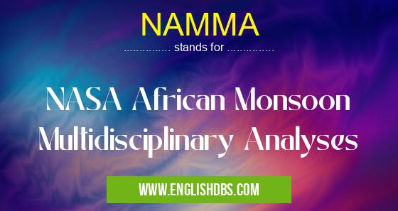 NAMMA means NASA African Monsoon Multidisciplinary Analyses NAMMA