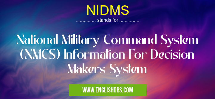 NIDMS means National Military Command System (NMCS) Information For Decision Makers System NIDMS