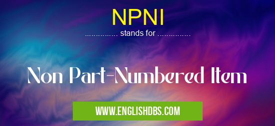 NPNI means Non Part-Numbered Item NPNI