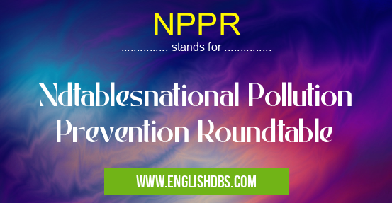 NPPR means Ndtablesnational Pollution Prevention Roundtable NPPR