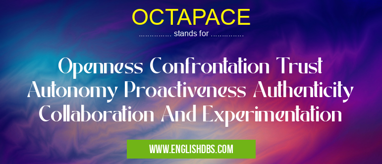 OCTAPACE means Openness Confrontation Trust Autonomy Proactiveness Authenticity Collaboration And Experimentation OCTAPACE