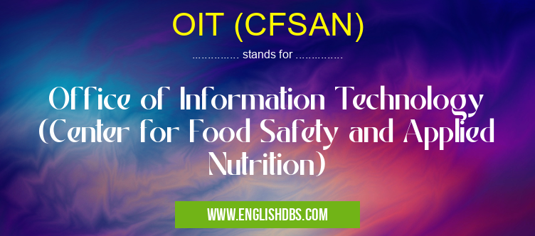 OIT (CFSAN) means Office of Information Technology (Center for Food Safety and Applied Nutrition) OIT (CFSAN)