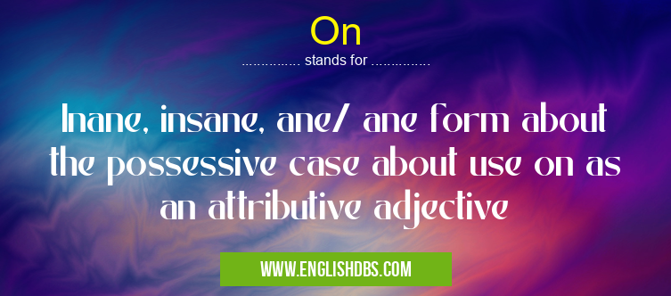 On means Inane, insane, ane/ ane form about the possessive case about use on as an attributive adjective On