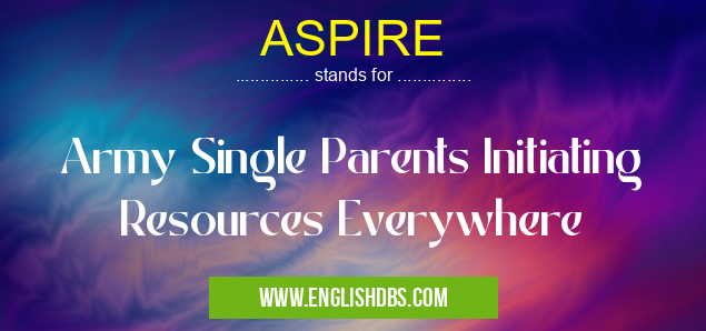 ASPIRE means Army Single Parents Initiating Resources Everywhere ASPIRE