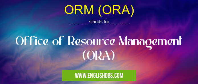 ORM (ORA) means Office of Resource Management (ORA) ORM (ORA)